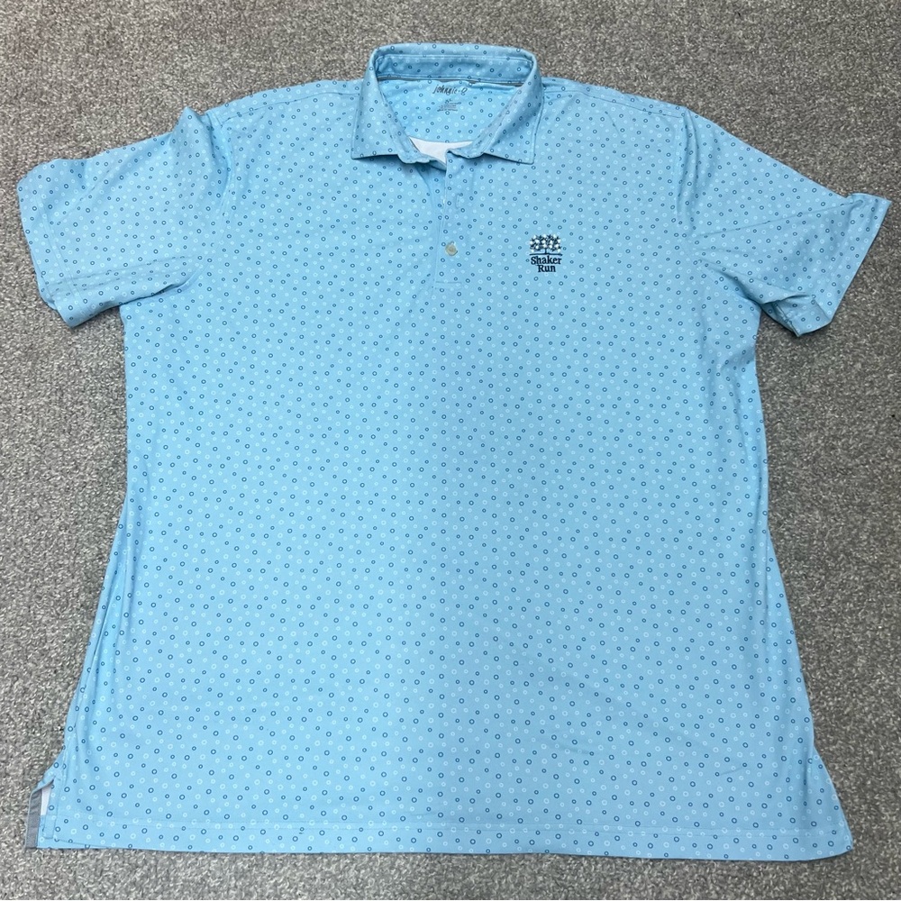 Johnnie-O Polo Shirt Mens XL Gage Circle Print Performance Gulf Blue Golf